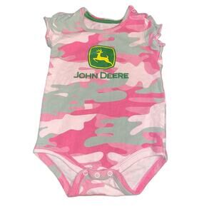 John Deere Baby Girl Camo One Piece 6-9 Months Pink Camouflage Short Sleeve Gift